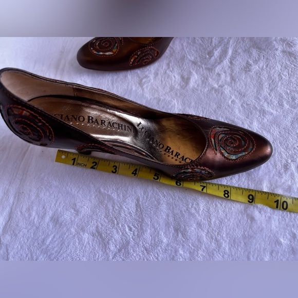 Luciano Barachini Gold Designer Pointy Toe Heel Size  8.5 - Picture 7 of 16
